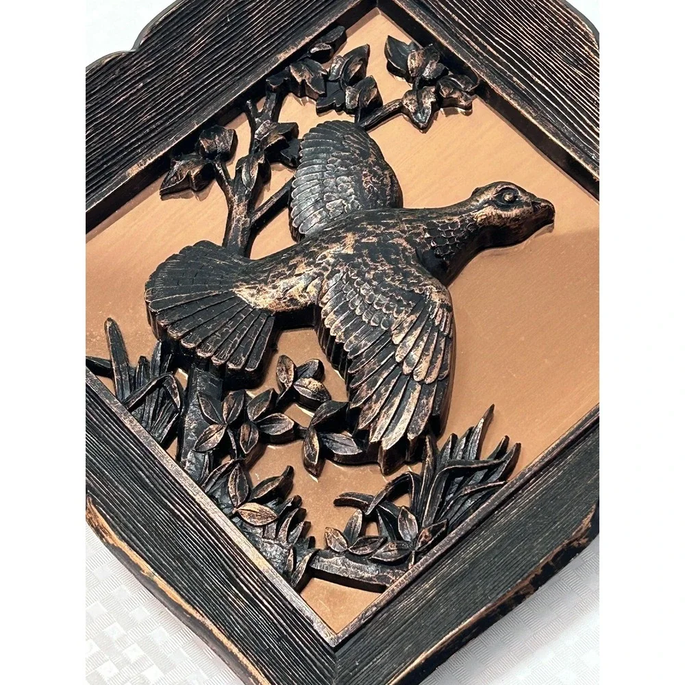 2 Vintage MCM Coppercraft Guild Copper Birds Hanging Wall Art Plaque 3D Decor US